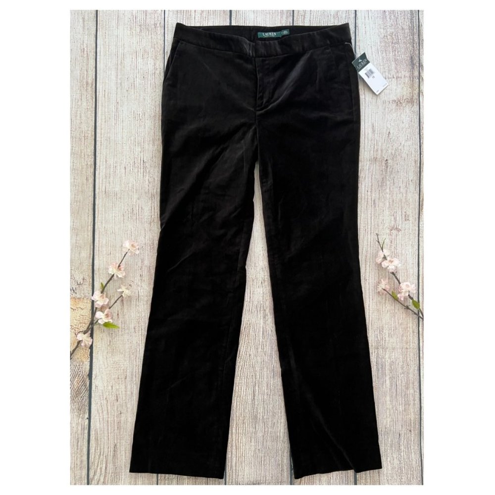 A3 -- NWT black LAUREN Ralph Lauren women's stretch velvet pants 10 $145